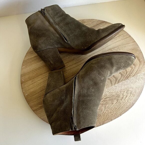 Madewell Billie Sage Worn in Suede Almond Toe Zipper Ankle Boot 8.5 - Picture 3 of 13